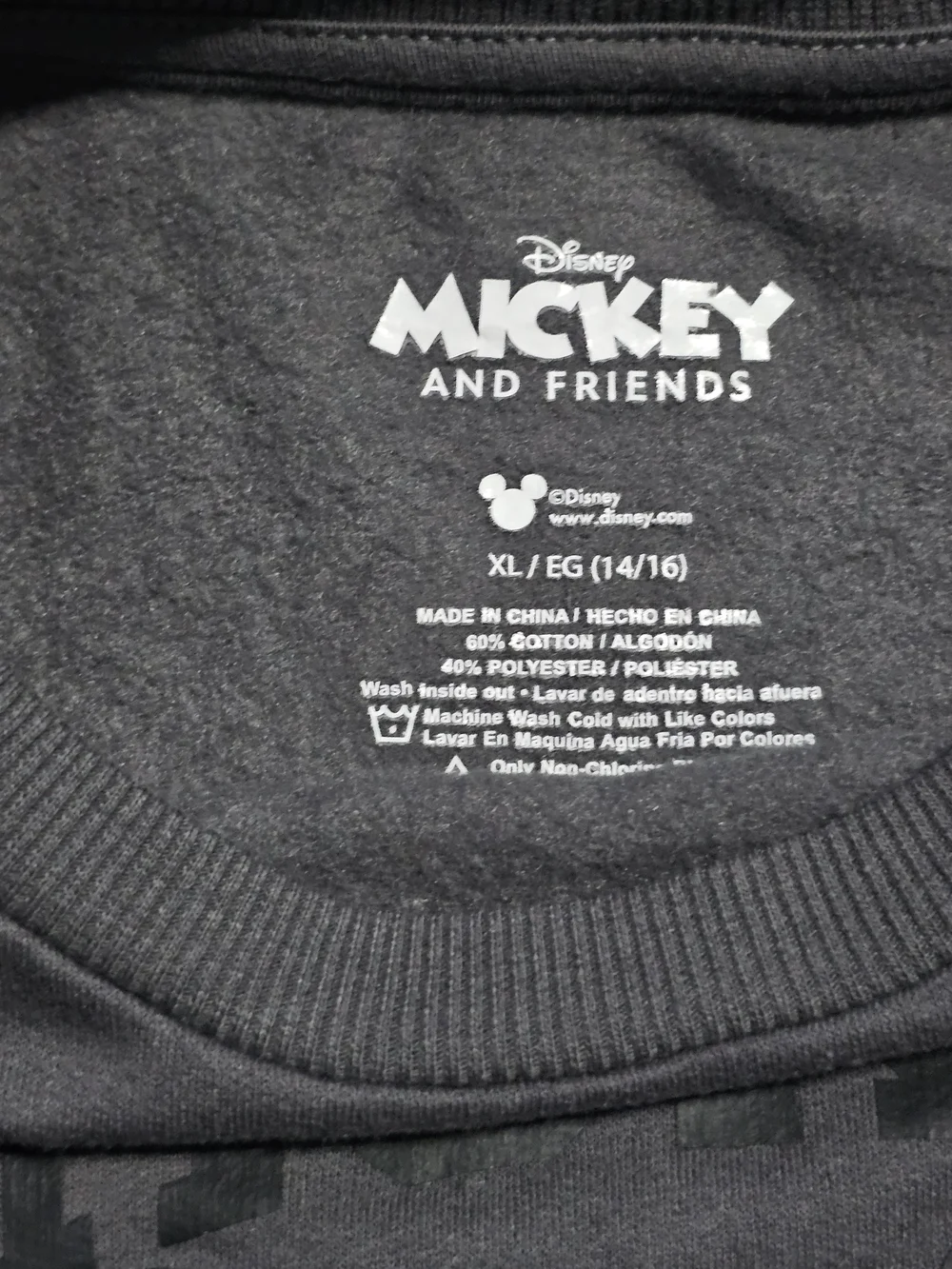 Disney Charcoal Crewneck Sweater with Mickey & Minnie Graphic